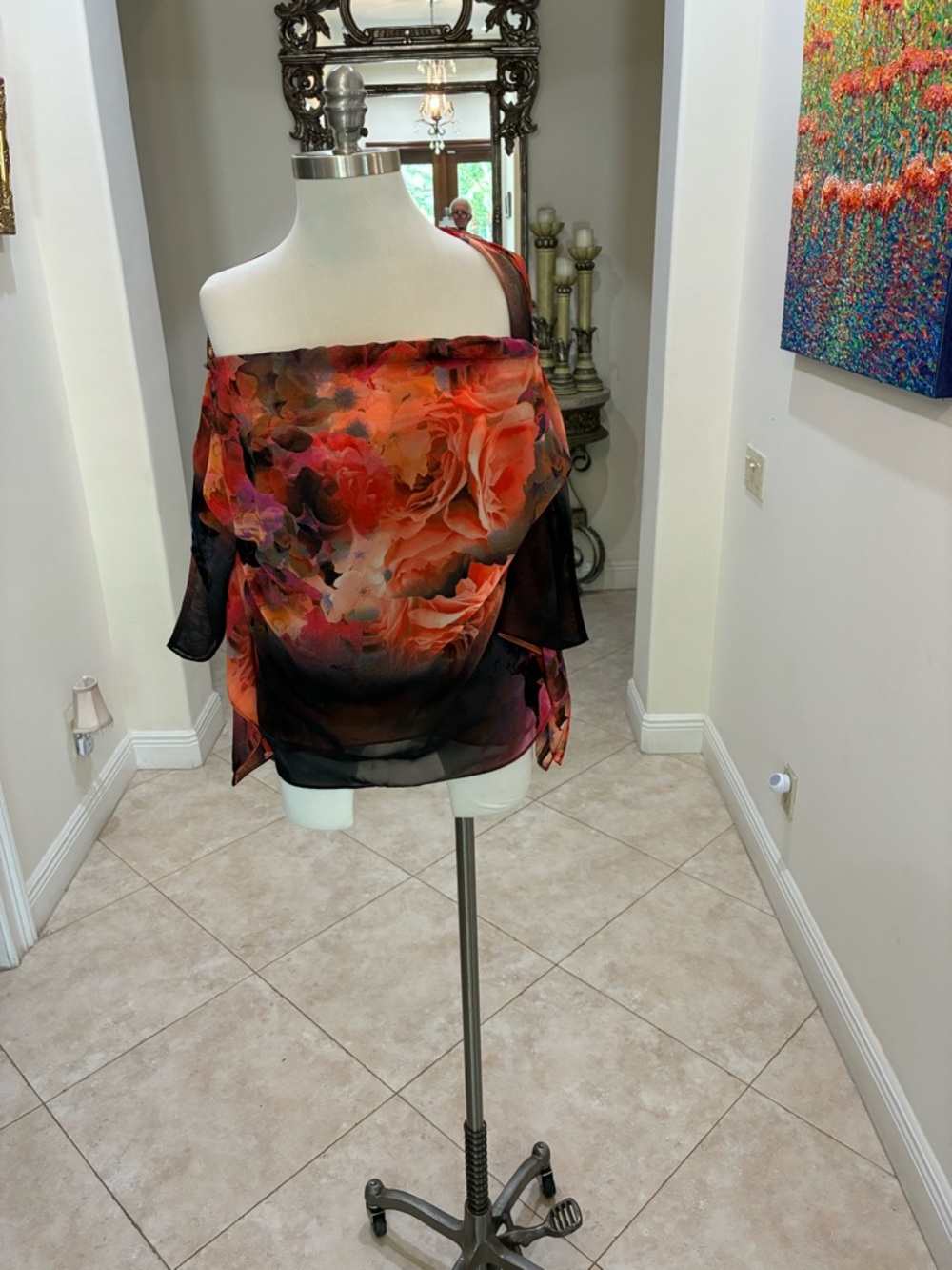 BOLD elements Off-Shoulder Floral Camisole in Orange and Black